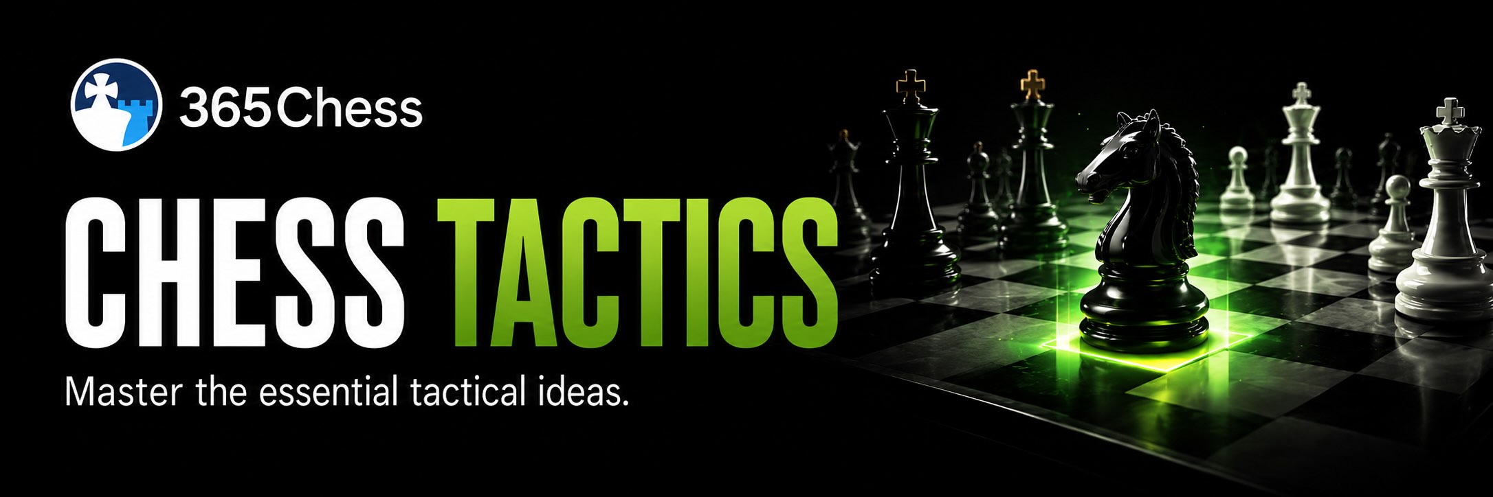 Chess tactics diagram — fork, pin and skewer patterns on a chessboard